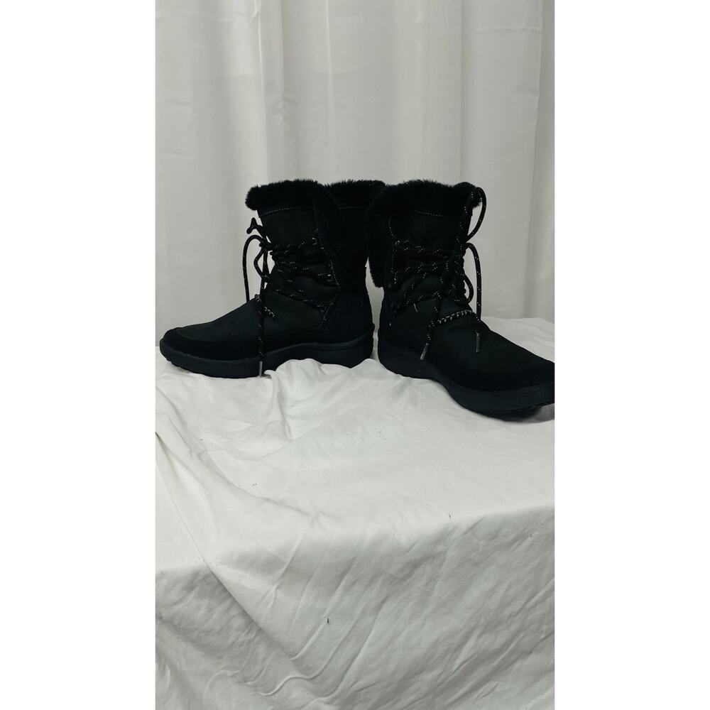 •Clarks Winter Boots Wave Walk Leather Faux Fur Insulated Waterproof 9.5 - Picture 2 of 10